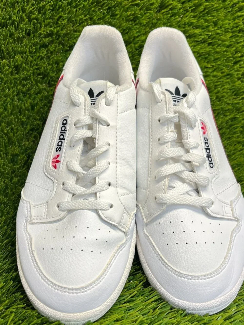 Adidas Continental 80 Boys Size 4.5Y White Red Athletic Leather Shoes Sneakers